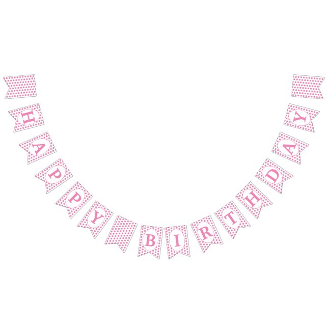 Pink polka dots Happy Birthday Bunting (All)