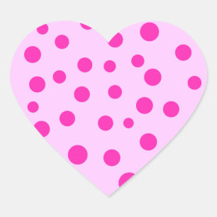 Pink Polka Dots Heart Stickers