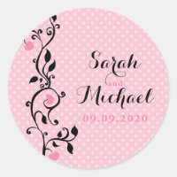 Pink Polka Dots Heart Vine Wedding