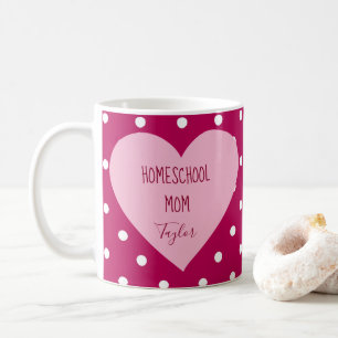 Pink Polka Dots Homeschool Mum Heart Coffee Mug