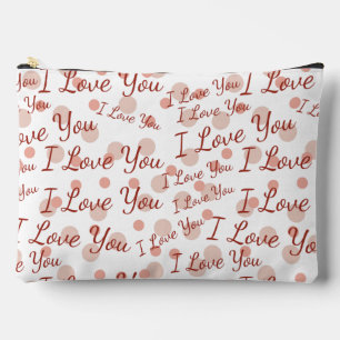 Pink Polka Dots I Love You Accessory Pouch