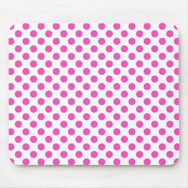 pink polka dots in white mousepad (Front)