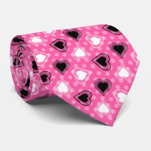 Pink Polka Dots Lace Hearts Tie
