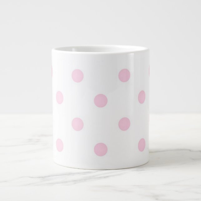 Pink Polka Dots Large Coffee Mug (Front)