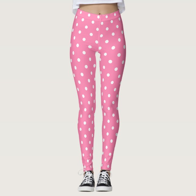 Pink Polka Dots Leggings (Front)