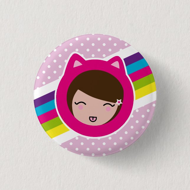 pink polka dots lilith's 3 cm round badge (Front)
