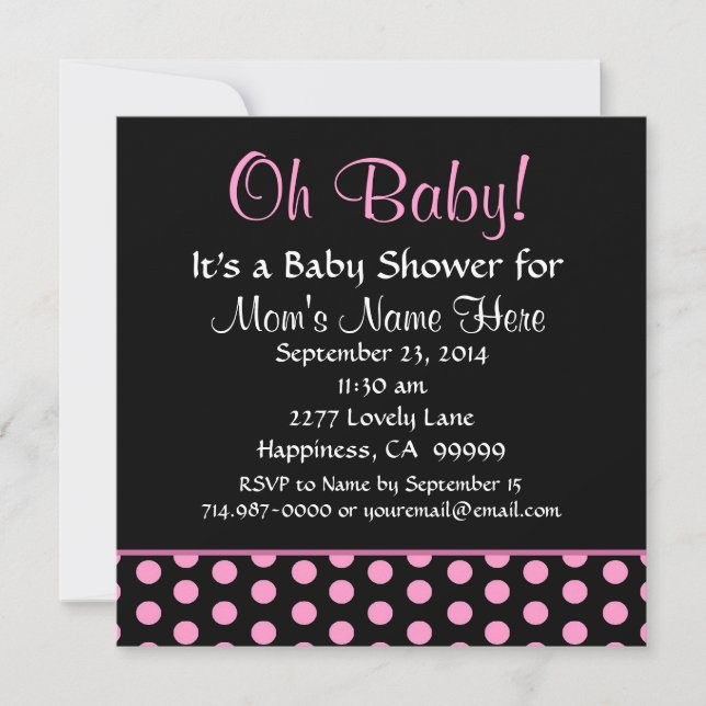Pink Polka Dots Little Girl Baby Shower Invitation (Front)