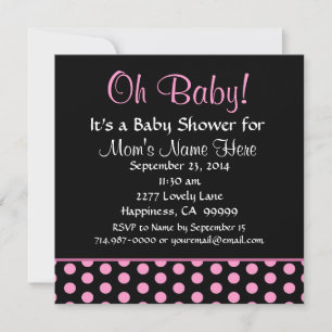 Pink Polka Dots Little Girl Baby Shower Invitation