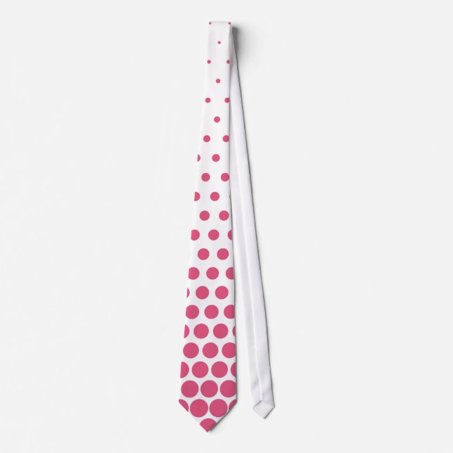 Pink Polka Dots Modern White Tie (Front)