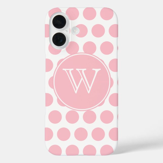 Pink Polka Dots Monogrammed Case-Mate iPhone Case (Back)