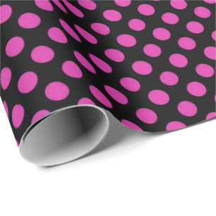 pink polka dots on black wrapping paper