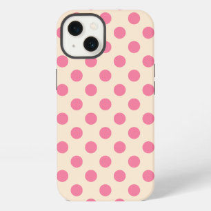 Pink polka dots on cream Case-Mate iPhone case