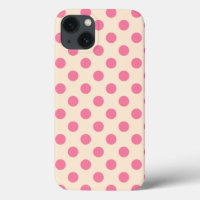 Pink polka dots on cream Case-Mate iPhone case