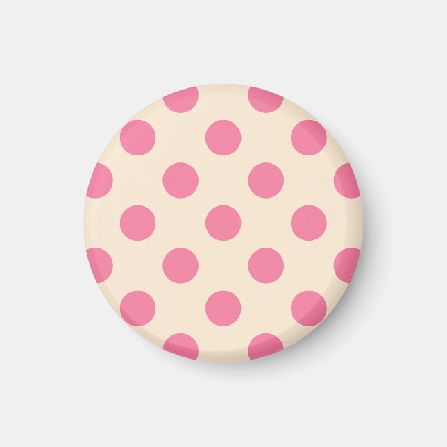 Pink polka dots on cream magnet (Front)
