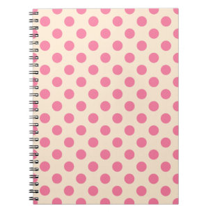 Pink polka dots on cream notebook