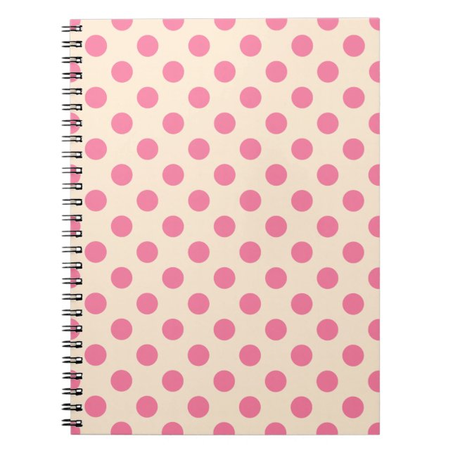 Pink polka dots on cream notebook (Front)