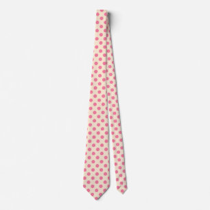 Pink polka dots on cream tie