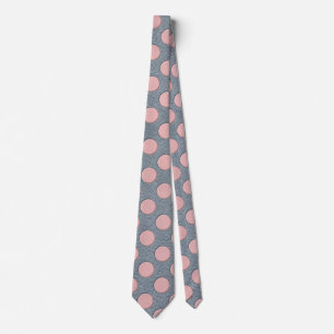 Pink Polka Dots on Grey Leather Print Tie