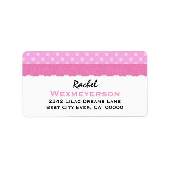 Pink Polka Dots on White Background 9 Address Label