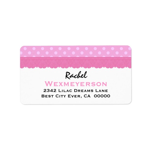 Pink Polka Dots on White Background 9 Label (Front)
