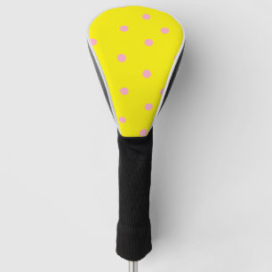 Pink polka dots on yellow golf head cover