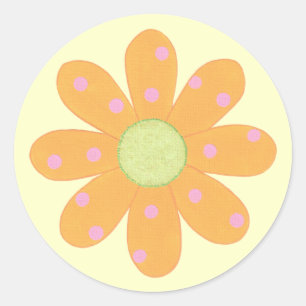 Pink Polka Dots on Yellow Orange Flower Stickers