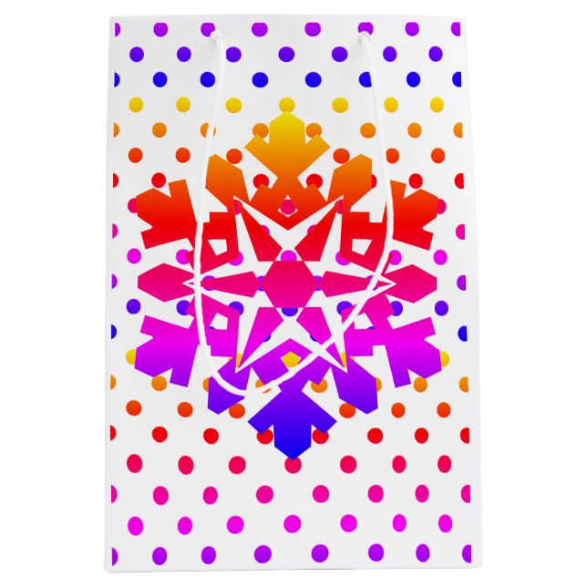 Pink polka dots , orange , purple, blue snowflake medium gift bag (Front)