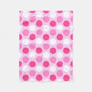 Pink polka dots pattern fleece blanket
