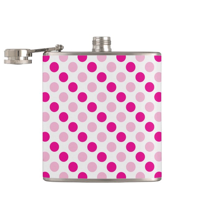 Pink polka dots pattern hip flask (Opened)