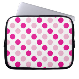 Pink polka dots pattern laptop sleeve