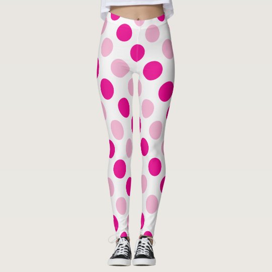 Pink polka dots pattern leggings