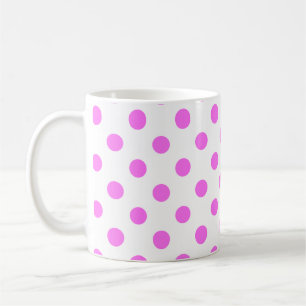 Pink Polka Dots Pattern on White Background  Coffee Mug