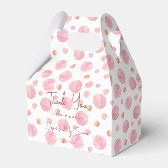 Pink  polka dots personalised favour box (Front Side)