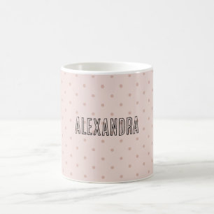 Pink Polka Dots Personalised Name Coffee Mug