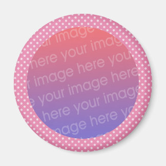 pink polka dots photo frame magnet
