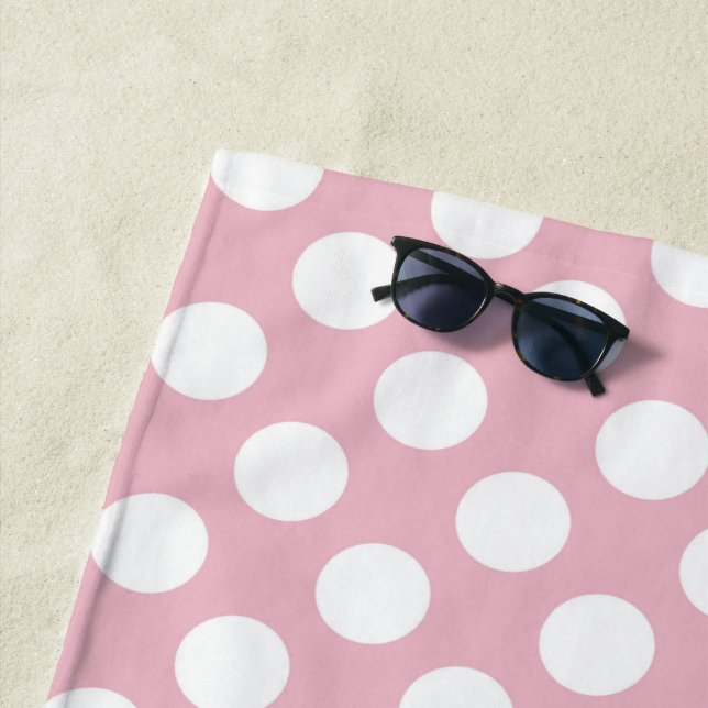 Pink Polka Dots, Polka Dot Pattern, Dots, Dotted Beach Towel (In Situ)