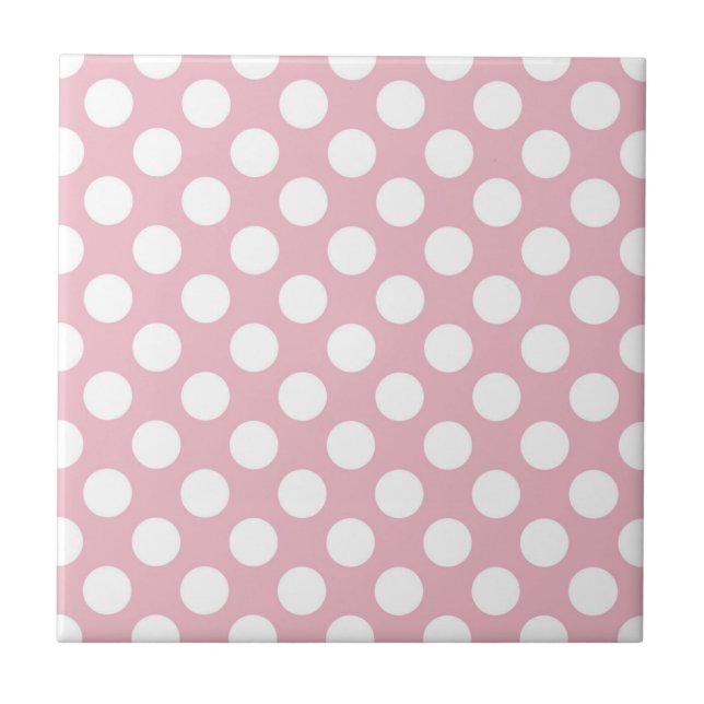 Pink Polka Dots, Polka Dot Pattern, Dots, Dotted Ceramic Tile (Front)