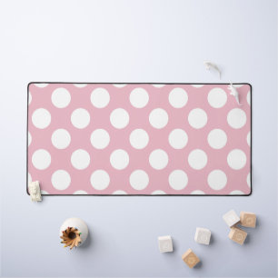 Pink Polka Dots, Polka Dot Pattern, Dots, Dotted Desk Mat