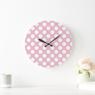 Pink Polka Dots, Polka Dot Pattern, Dots, Dotted Large Clock