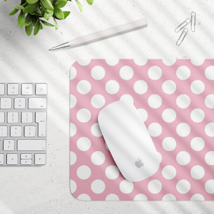 Pink Polka Dots, Polka Dot Pattern, Dots, Dotted Mouse Pad