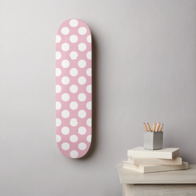 Pink Polka Dots, Polka Dot Pattern, Dots, Dotted Skateboard (Wall Art)