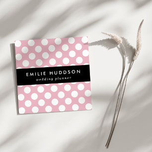 Pink Polka Dots, Polka Dot Pattern, Dots, Dotted Square Business Card