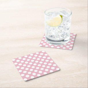 Pink Polka Dots, Polka Dot Pattern, Dots, Dotted Square Paper Coaster