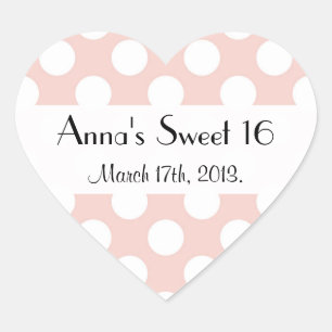 Pink Polka Dots, Polka Dot Pattern, Dots, Sweet 16 Heart Sticker