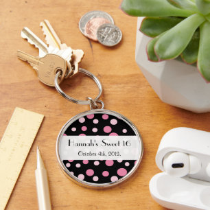 Pink Polka Dots, Polka Dot Pattern, Dots, Sweet 16 Key Ring