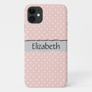 Pink Polka Dots, Polka Dot Pattern, Your Name iPhone 11 Case