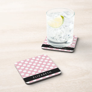Pink Polka Dots, Polka Dot Pattern, Your Name Coaster