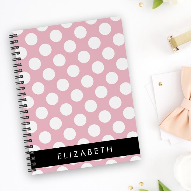 Pink Polka Dots, Polka Dot Pattern, Your Name Notebook (Creator Uploaded)