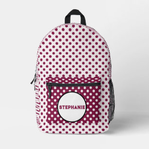 Pink polka dots printed backpack