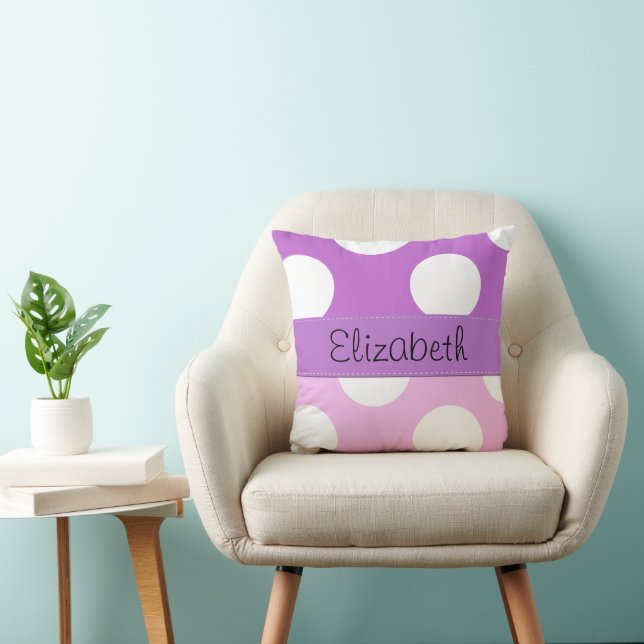 Pink Polka Dots, Purple Polka Dots, Your Name Cushion (Chair)